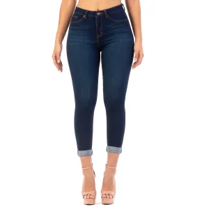 Pantalón Mezclilla Stretch Mujer Con Dobladillo